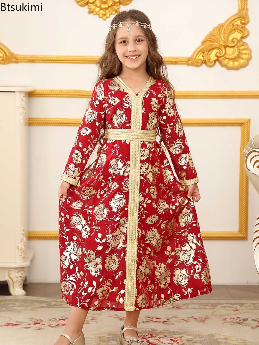 Robes arabes de dubaï pour filles, vêtements musulmans du moyen-orient, Robes de bal de fête d'anniversaire à la mode, Robes caftan islamiques de Style ethnique