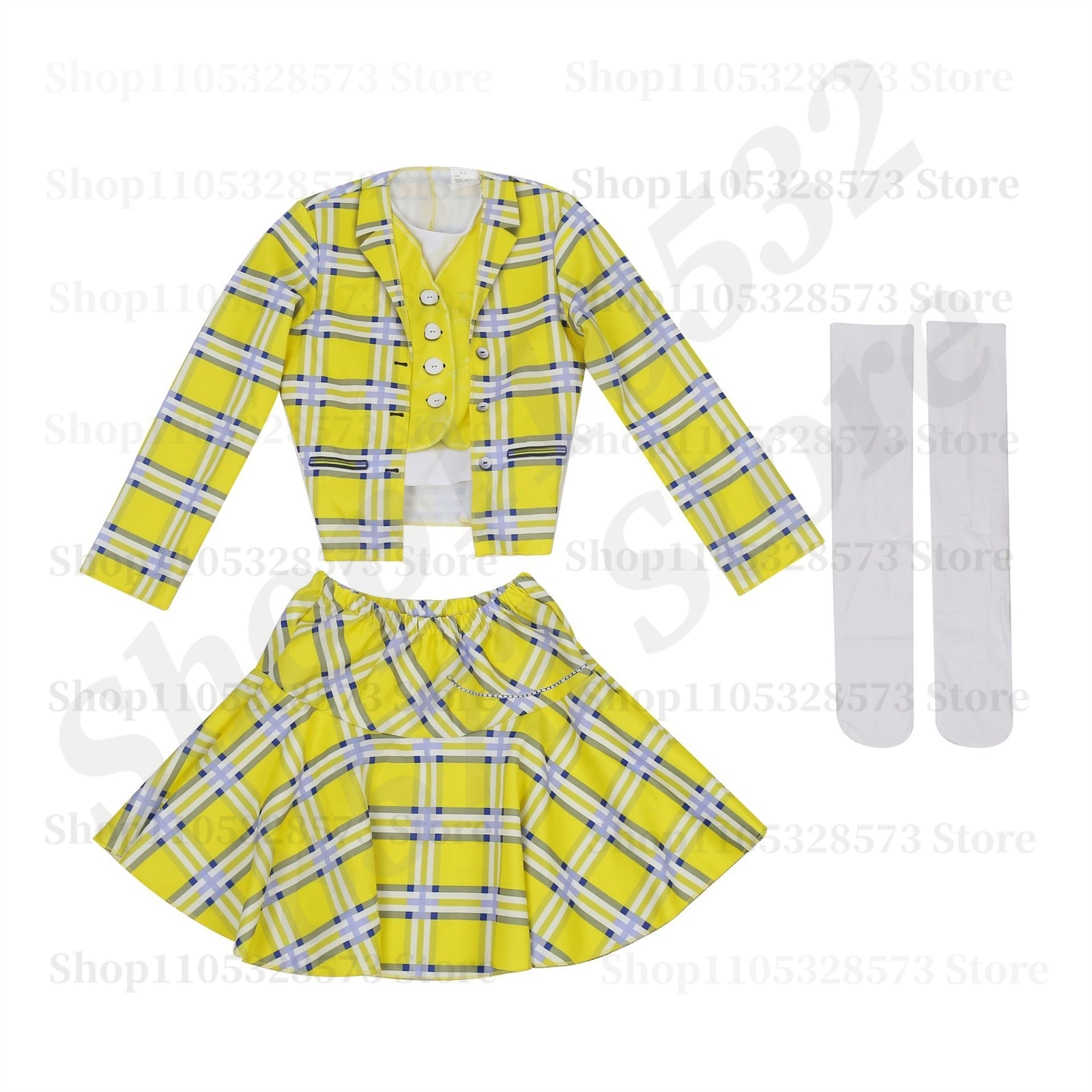 Costume Clueless pour filles, tenue 2 pièces, robe à carreaux pour carnaval, fête d'anniversaire, cosplay, tenue d'étudiante, fille sexy et épicée