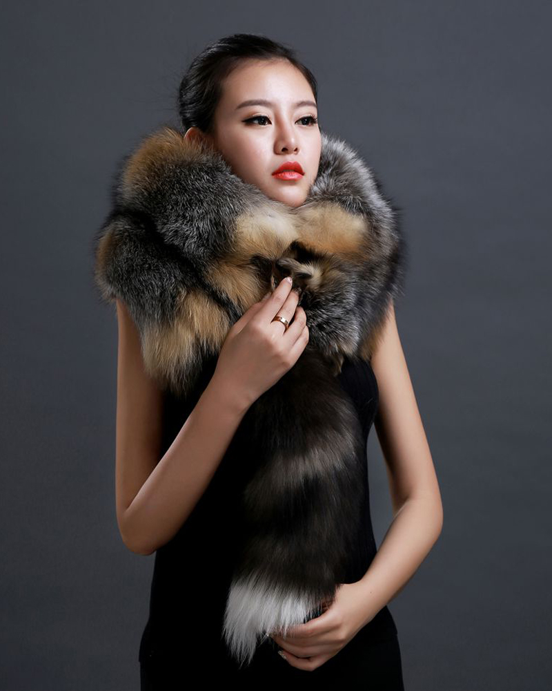 Hiver chaud grand col de fourrure de renard véritable manteau de fourrure naturelle foulards de luxe femmes hommes vestes capuche châle décor femme cou écharpe enveloppes