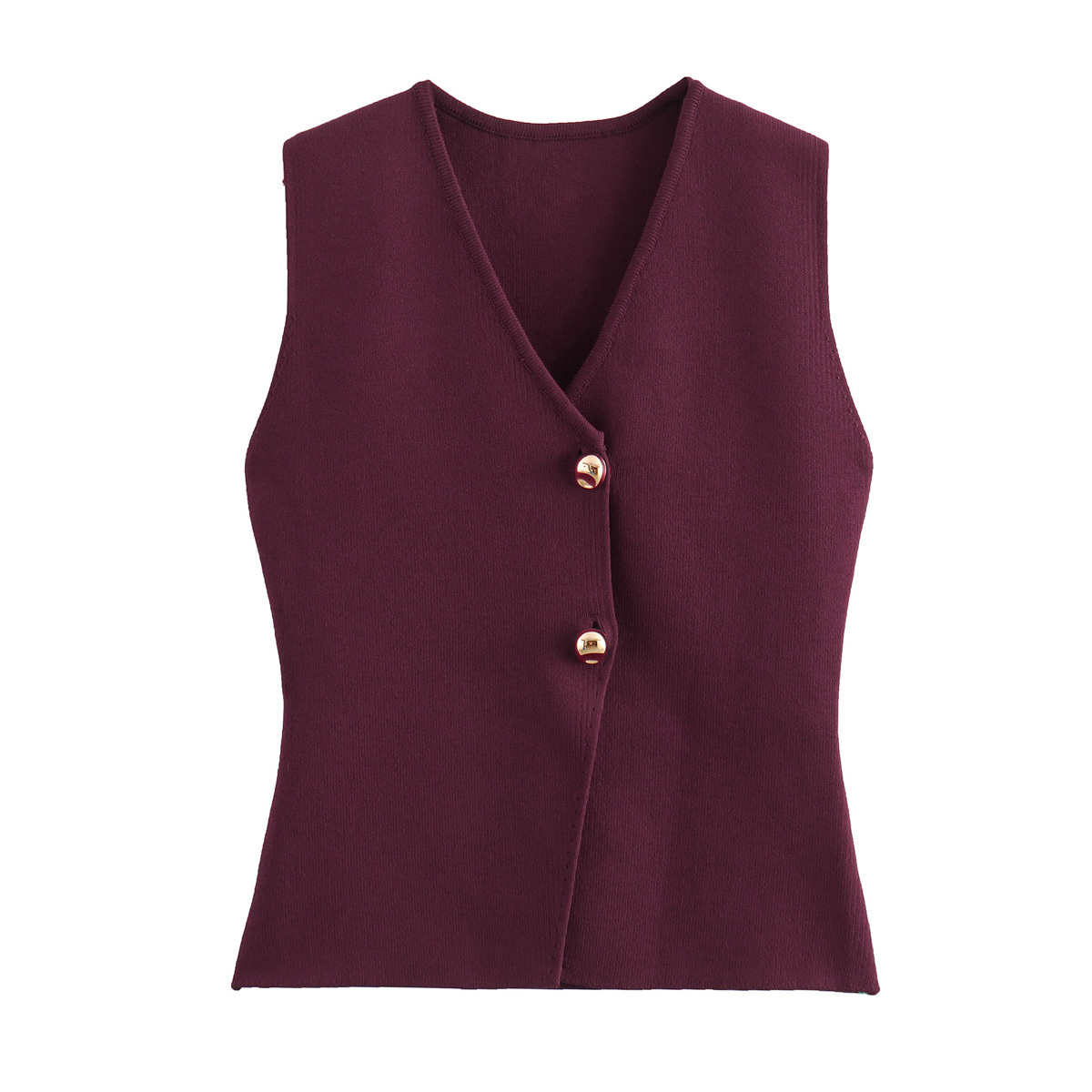 MUJER femme tricot gilet haut recadrée sans manches gilets pour femmes 2025 bouton été gilet haut femmes gilet tricoté hauts courts