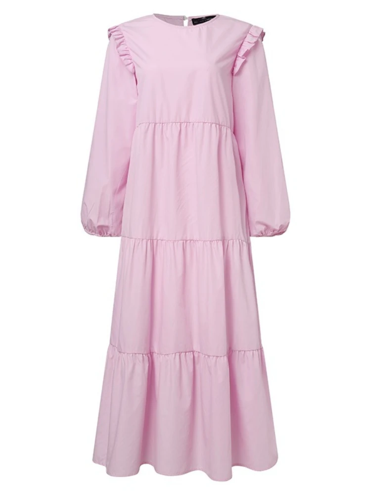 Robe longue vintage à volants pour femmes musulmanes, manches longues, Kaftan marocain, Abaya décontractée, Hijab, Turquie, Printemps