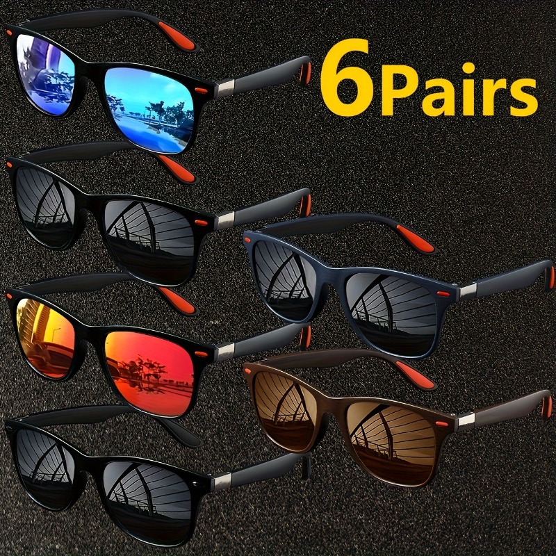 Lunettes tendance pour hommes, 6 pièces, style neutre, monture en PC confortable et durable, adaptées à un usage quotidien