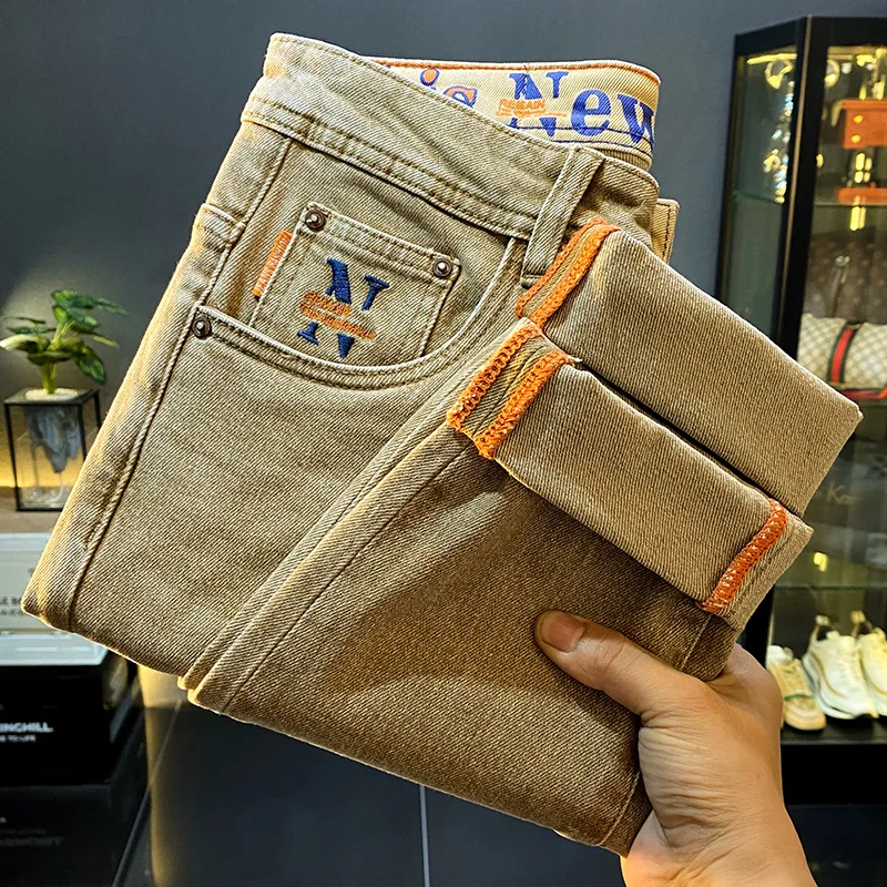 Jean Slim Fit pour Homme, Marque Américaine, Haut de Gamme, Droit, Décontracté, de Styliste, Rétro, en Coton, Polyvalent, Denim, Nouvelle Mode