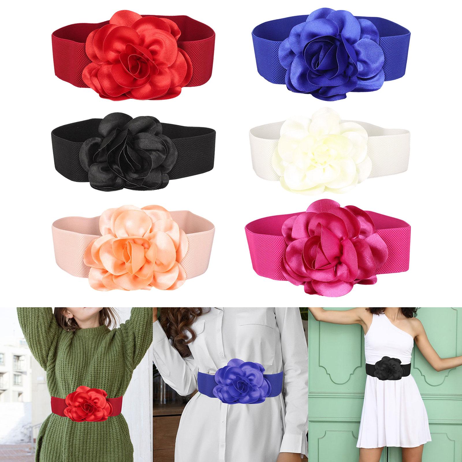 Ceinture large pour robe, taille élastique, grand ruban à fleurs, pour pull, robes, vêtements, chemises Maxi, accessoires