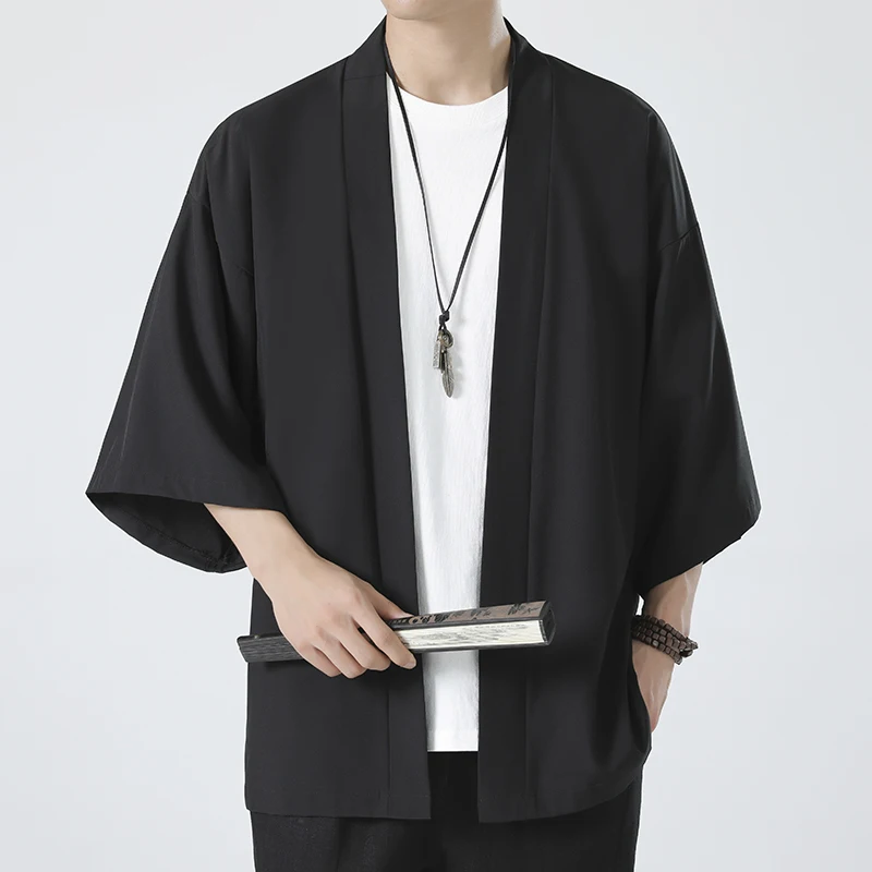 Costume japonais chemise hommes été Kimono Style Harajuku hauts manteau japon Haori à manches courtes traditionnel chemise ample décontractée Yukata
