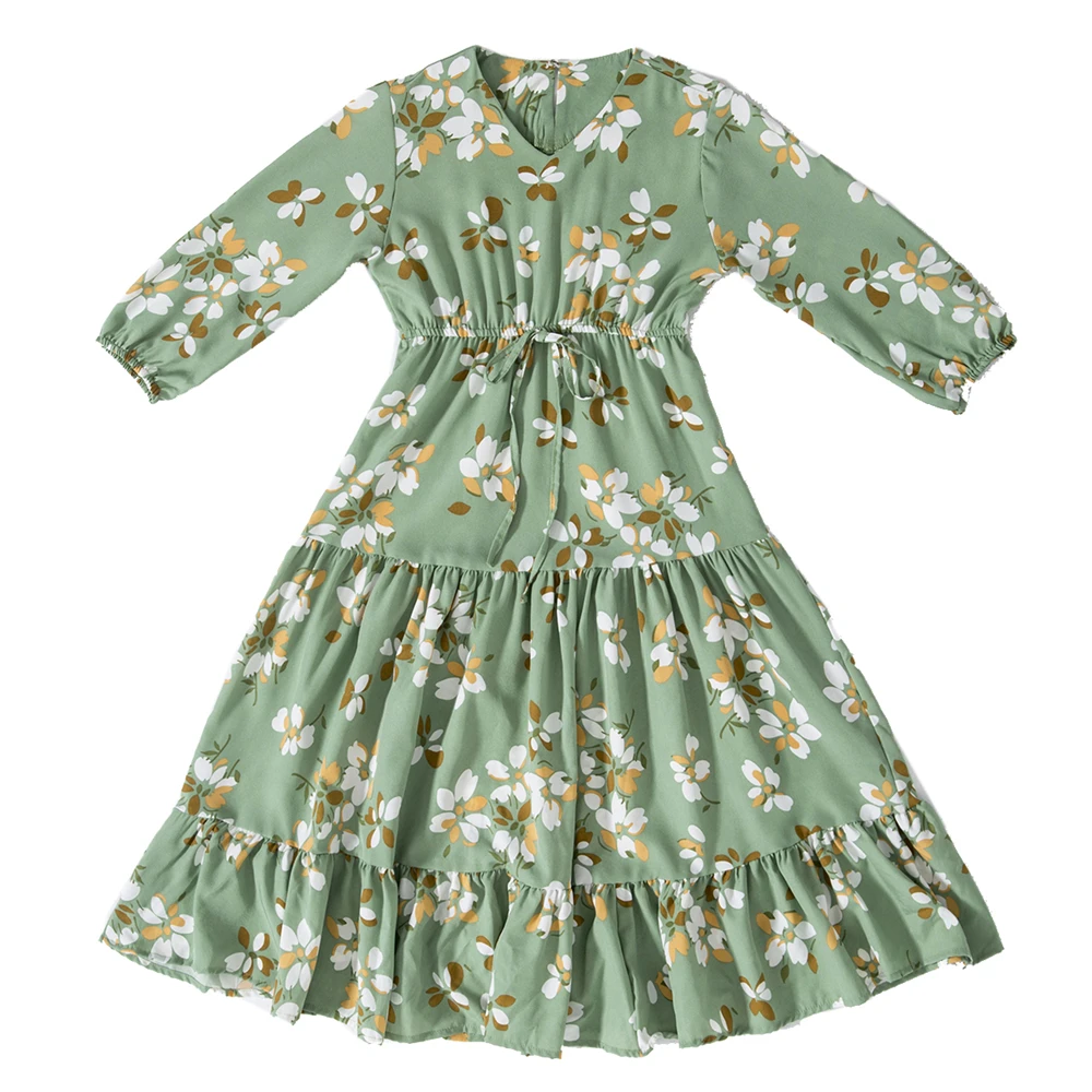 Abaya-Robe Longue à Imprimé Floral pour Enfant, Tenue Musulmane, Kaftan Arabe, Turquie, ixIslamique, Vacances, Dubaï, 2-12 Ans