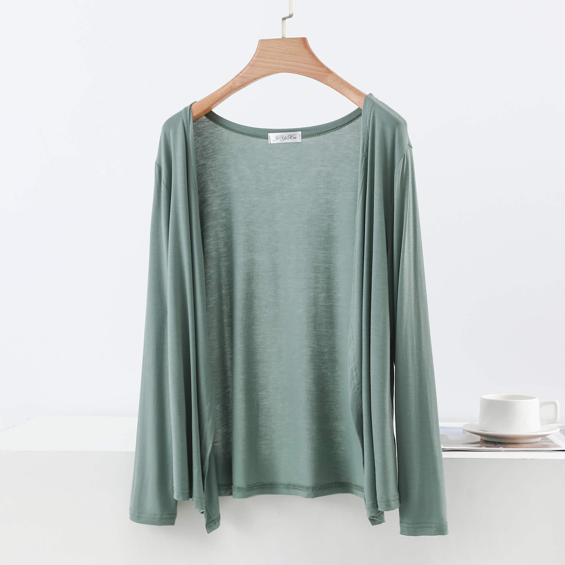 Cardigan Modal grande taille L à 6XL pour femme, chemise à manches longues, Protection solaire, ample, couverture climatisée, hauts ouverts sur le devant