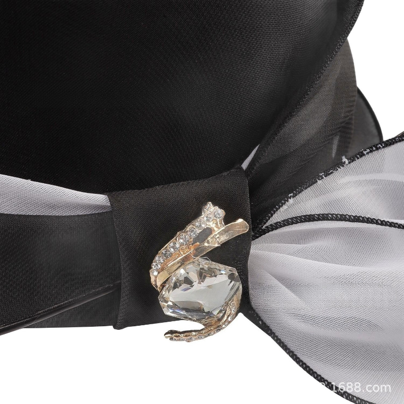 Chapeaux en tissu élégants pour femmes, robe de Cocktail, thé, casquette Derby, fleur, large bord, Fedora d'église, Cloche noire
