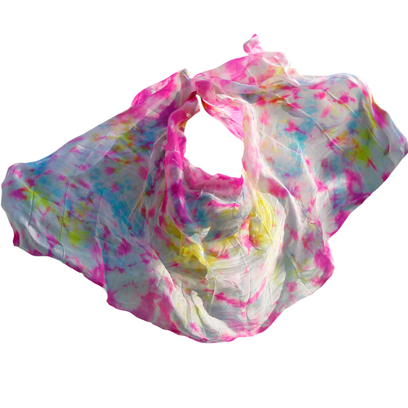 Voile de danse du ventre 100% soie fait à la main, dégradé multicolore, accessoires de danse du ventre pour enfants et adultes, 5 tailles