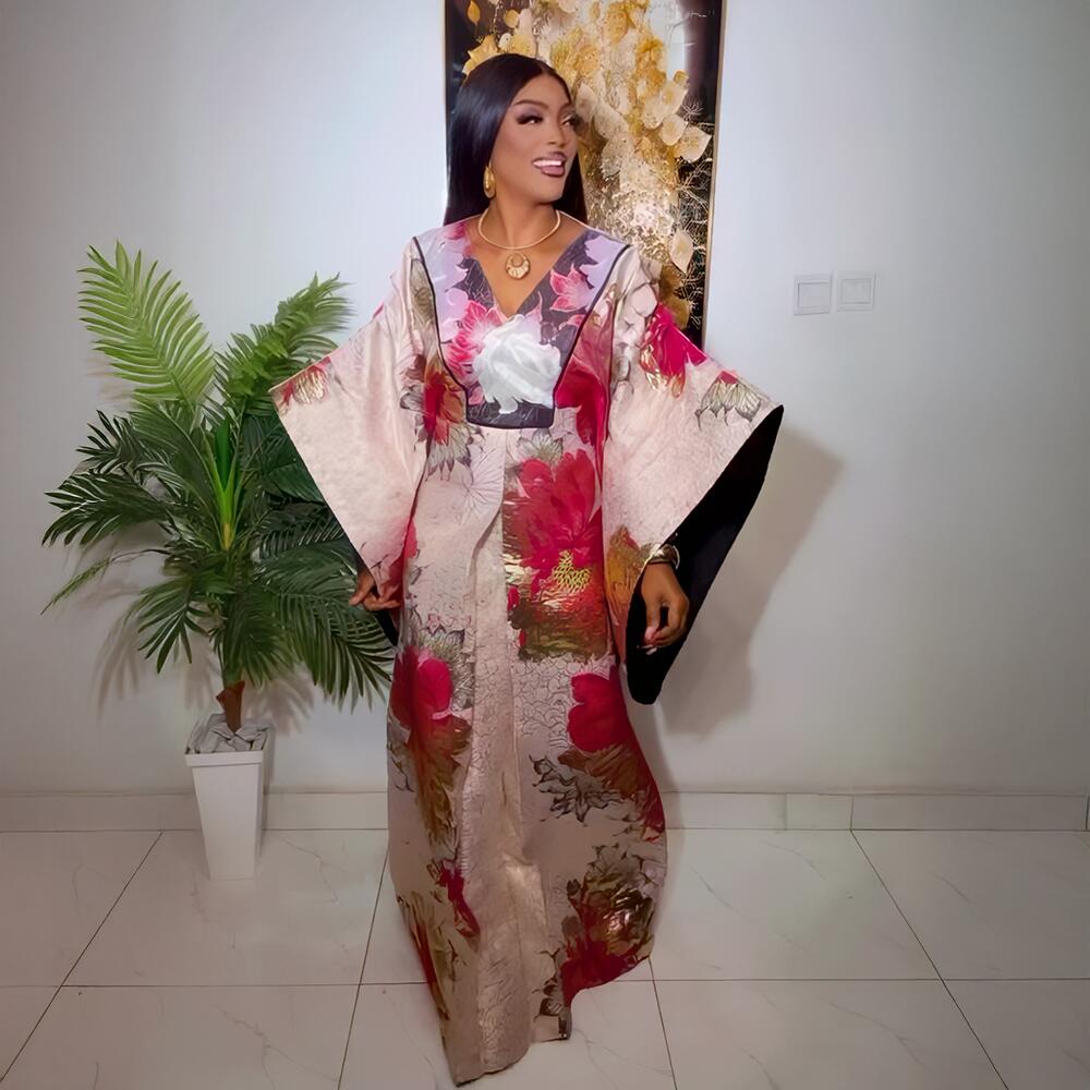 Robes Africaines Élégantes Femme 2025 – Robes de Luxe Turques pour Femme Africaine – Robes Africaines de Luxe pour Femme avec Foulard