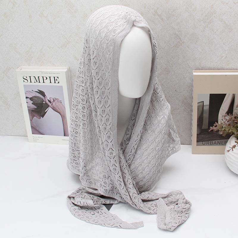 Écharpe triangulaire en lin tricoté pour femme, hijab, couvre-chef, châle, bonnet, foulard triangulaire tricoté, couvre-tête, couvre-cheveux
