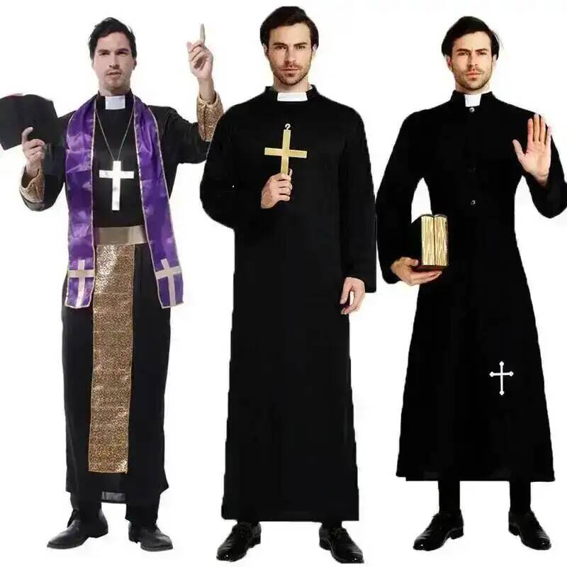 Costumes de Pâques, de Purim et d'Halloween pour adultes, costumes de père, de prêtre, d'évêque, costumes de pasteur chrétien, costumes de clergé, costumes de cosplay pour fêtes