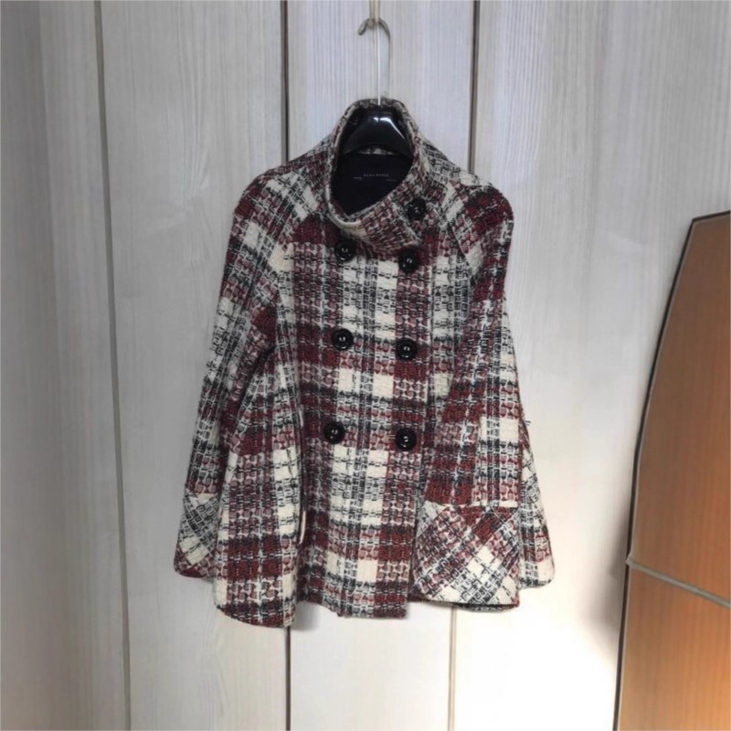 Femme manteaux d'hiver élégant chaud Plaid col montant poche manteau mode manteaux amples polyvalent décontracté femme veste nouveaux vêtements d'extérieur