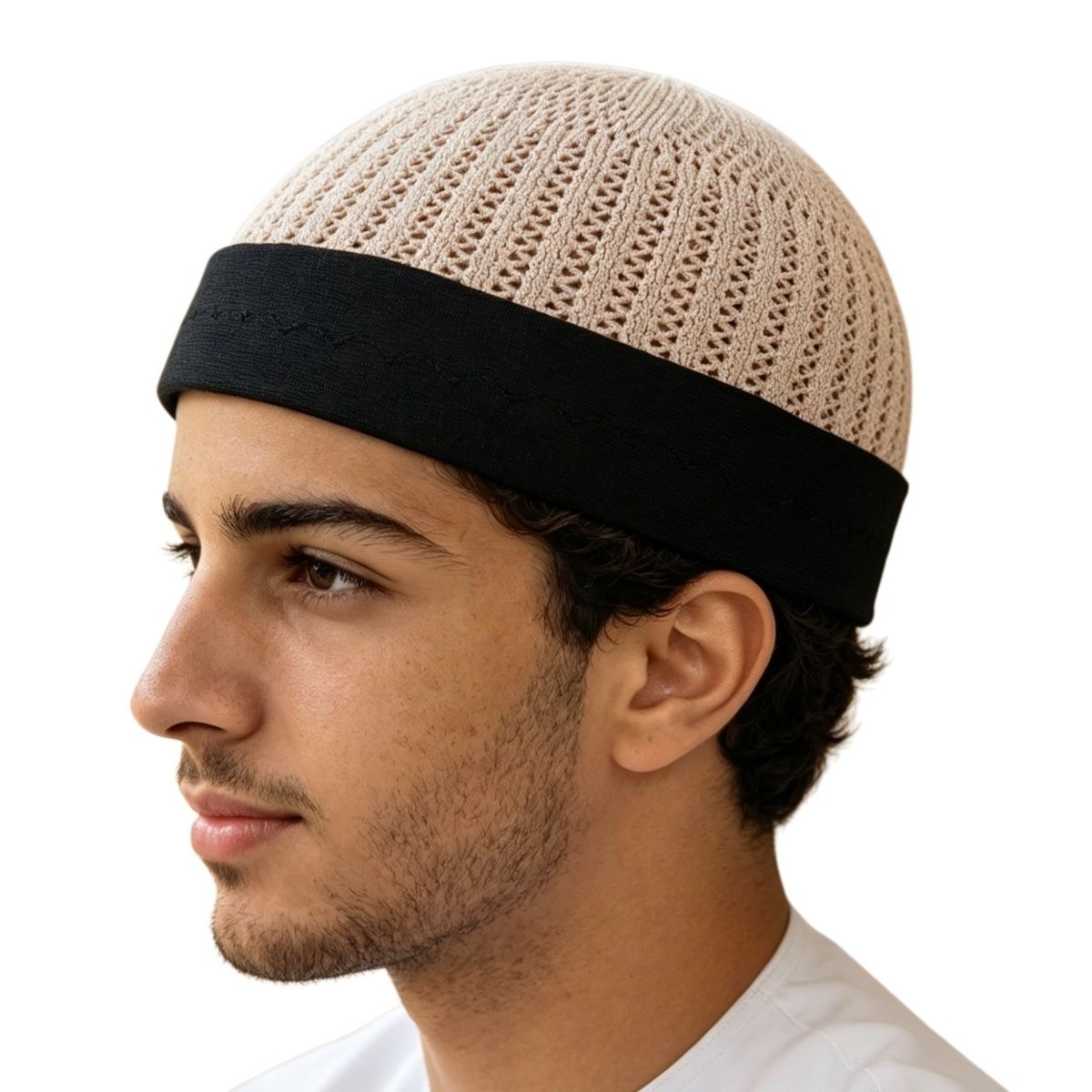 Chapeaux musulmans pour hommes, bonnets de prière tricotés en maille, Kufi Kippah, style islamique, Arabie Saoudite, juif, été 0789