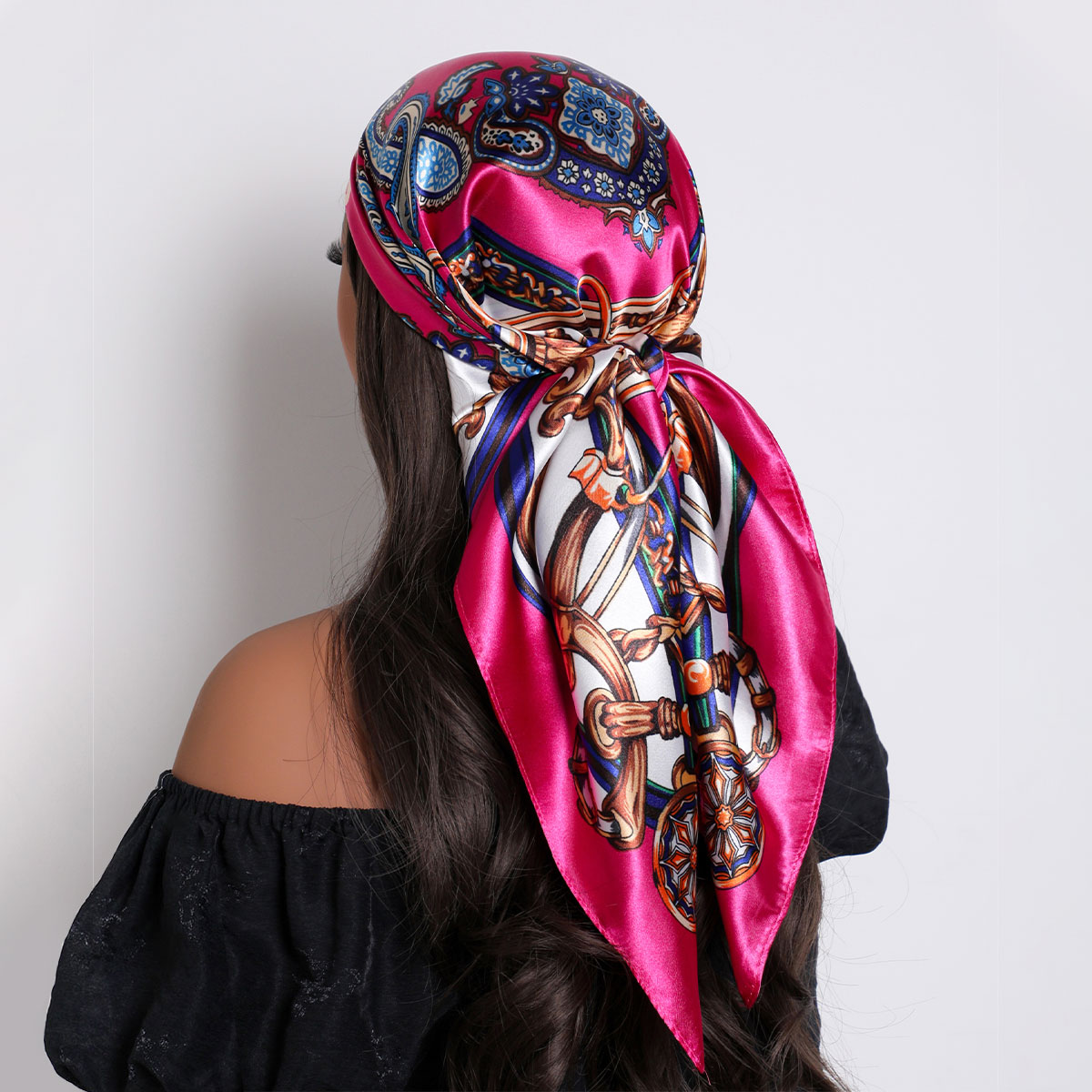 Foulard de tête carré en soie pour femmes, marque de luxe, Bandana en Satin, protection solaire, Foulard doux, Hijab, foulards pour cheveux pour dames