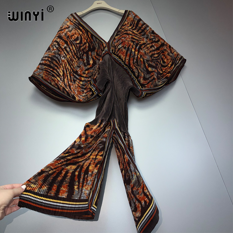 Combinaisons et salopettes plissées ajustées WINYI pour femmes, style Abaya Dubaï, tenue de soirée de luxe, mode musulmane pour la plage et les vacances