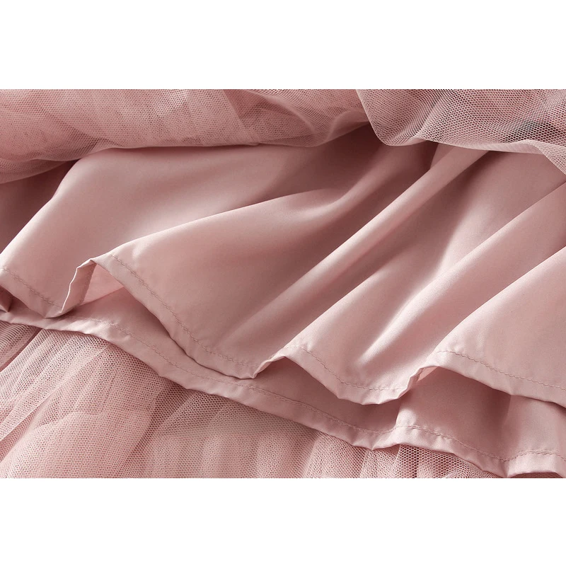 Jupe Maxi en Tulle à Plusieurs Niveaux pour Femme, Longue en Maille Rose, Taille Haute, Élégante, Nouvelle Collection 2024