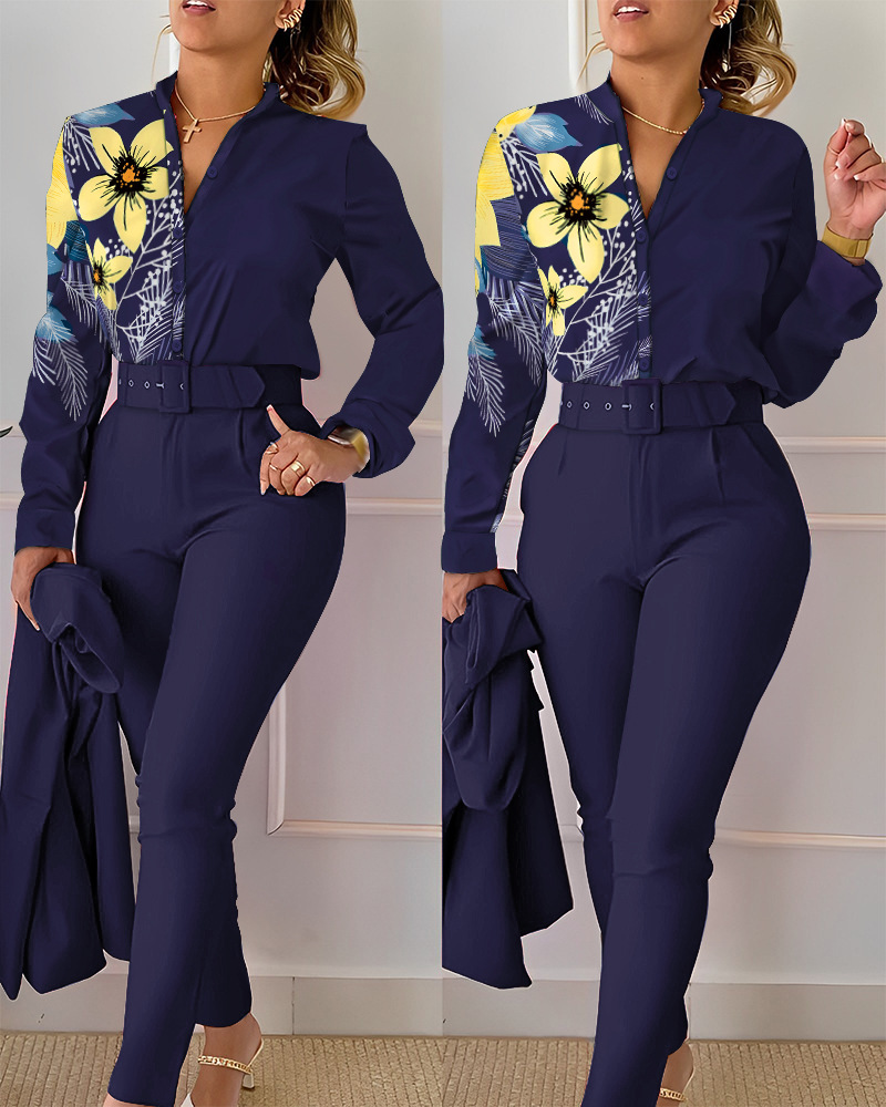 Chemise et pantalon College élégants pour femmes, olympiques décontractés, haut audipant, manches longues, mode printemps et automne, 2023, 2 pièces
