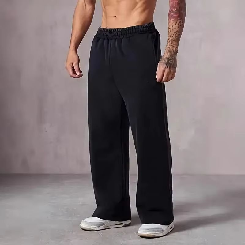 Pantalon de survêtement surdimensionné à jambes larges pour hommes, grande taille, coupe ample avec taille élastique, pantalon d'hiver respirant