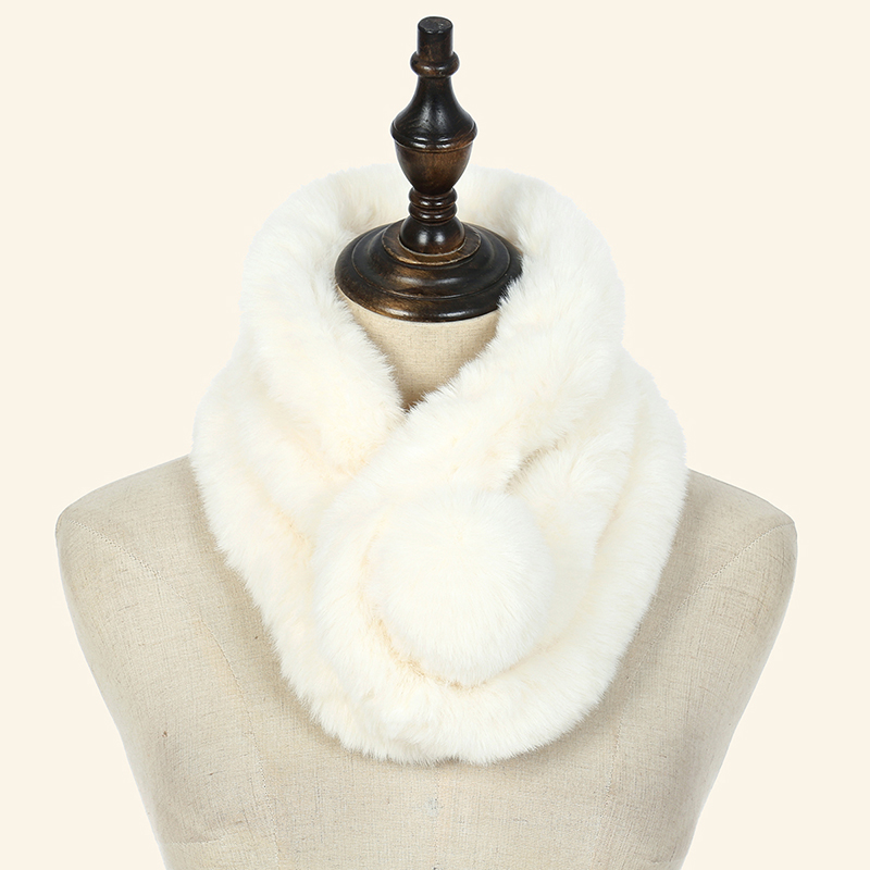 Hiver femmes trois tubes lapin cheveux écharpe couleur unie Simple enveloppement extérieur chaud épaissi foulard silencieux 70*14 cm