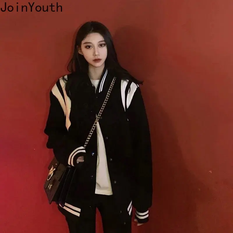 Vestes épaisses et décontractées pour femmes, vêtements à la mode, uniforme de Baseball rouge, Ropa Mujer, manteau ample surdimensionné coréen, Tops Y2k, 2025