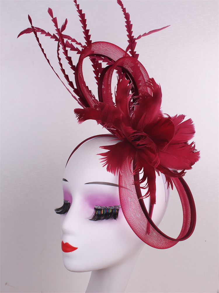 Voiles de mariage, casquette pilulier pour femmes, Vintage, rouge, blanc, noir, chapeau fascinateur, nouvelle mode, couvre-chef de fête, plumes, chapeaux pour Femme
