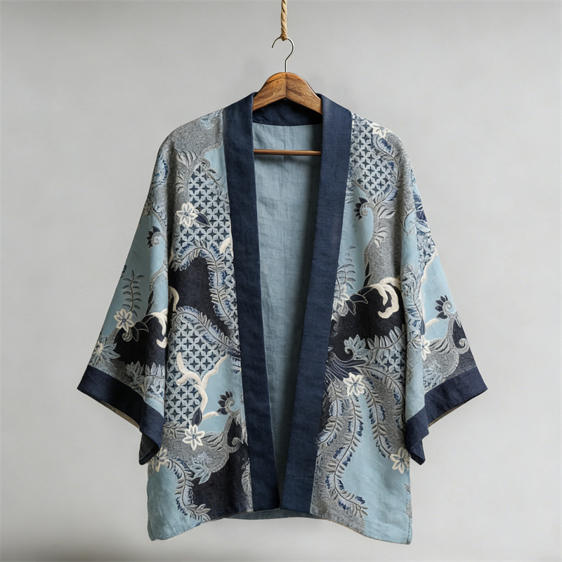 Kimono japonais traditionnel grande taille, cardigan Yukata Haori vintage imprimé, chemise ample pour homme à manches courtes, costume de cosplay samouraï