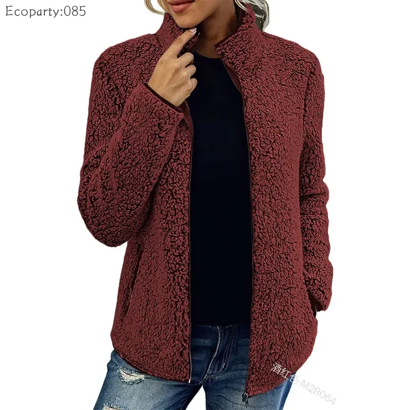 Manteaux chauds pour femmes, mode décontractée, fermeture éclair manches longues, col montant en velours bulle, sweat-shirt de couleur unie pour unisexe, automne hiver