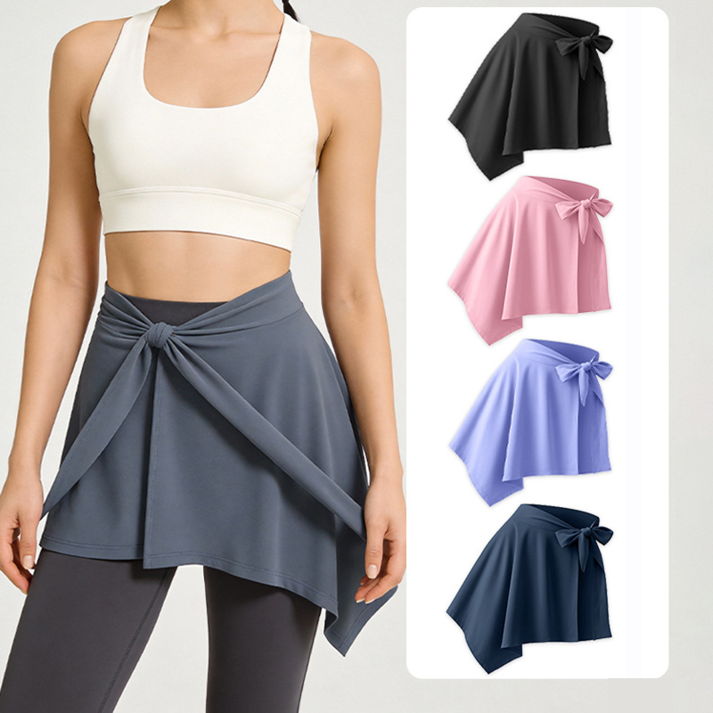 Jupe courte de yoga pour femme, jupe de sport enveloppante pour la danse et l'entraînement, jupe de pilates anti-transparence, jupe de ballet pour étudiante, jupe de gym à séchage rapide couvrant les hanches