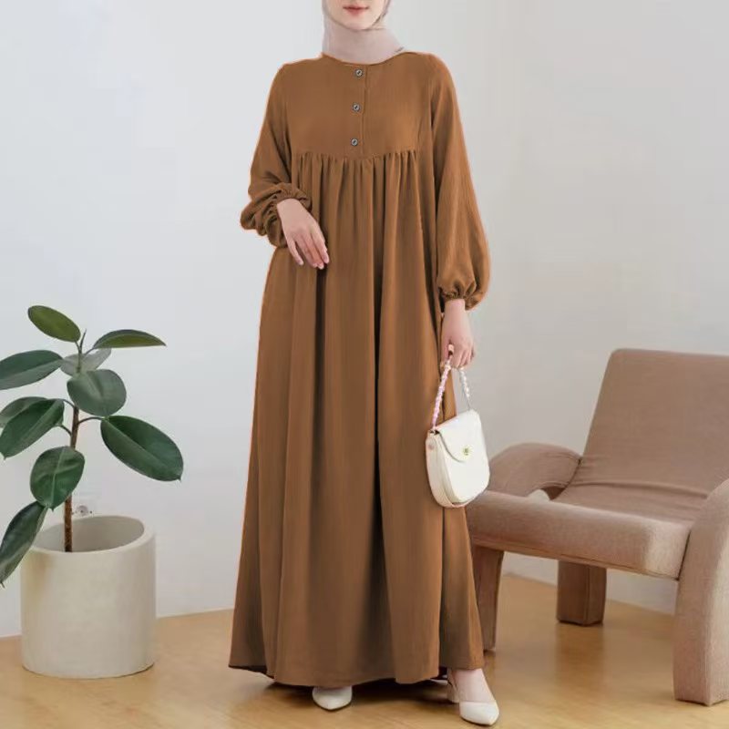 Robe longue musulmane pour femmes, mode printemps-automne, couleur unie, ample, décontractée, sans manches, Maxi, Robe Femme