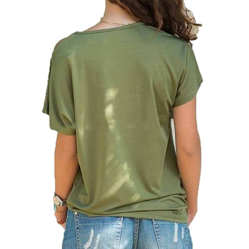Femmes T-shirt ample Slash cou T-shirt dames décontracté lettre danse T-shirt été décontracté irrégulier biais croix pansement hauts T-shirt