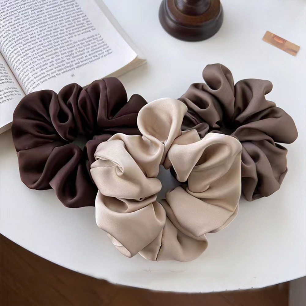 Chouchous de luxe en Satin, 3 pièces, soie douce neutre, parfaits pour les Styles quotidiens élégants, Look minimaliste, accessoires chics