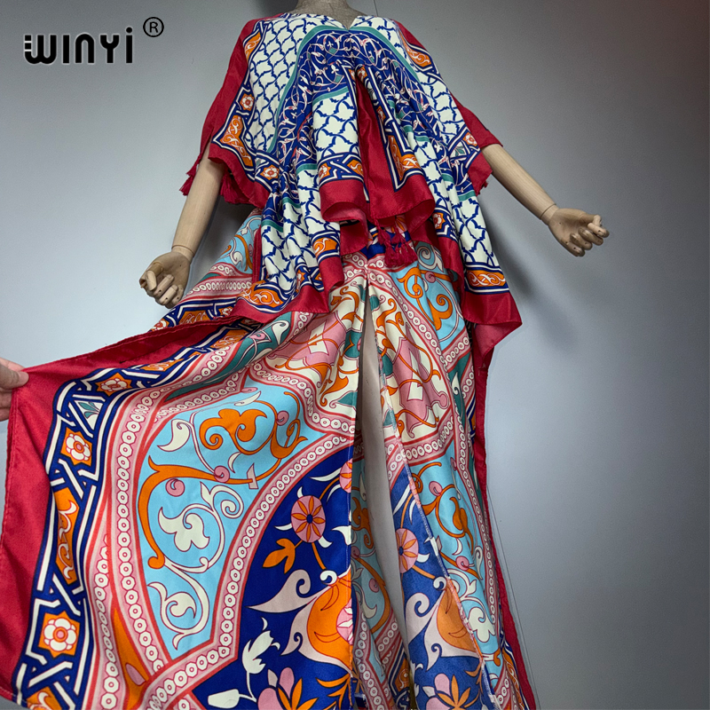 WINYI femme musulmane robes mode caftan robe de soirée moyen-orient femme caftan ample abaya dubaï luxe imprimé Caftan maillots de bain