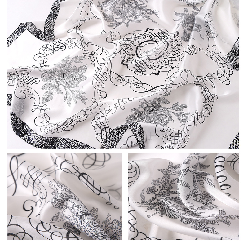 Écharpe en soie imprimée avec des notes musicales, châles longs de luxe pour femmes, écharpes de mode pour femmes, hijab musulman, foulards 180 cm