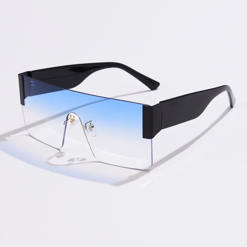 Lunettes de soleil carrées noires pour femmes, grande monture siamoise, mode rétro miroir, marque Vintage, nuances sans bords, nouvelle collection