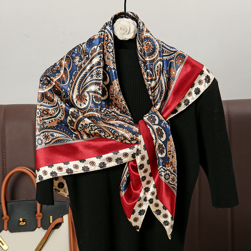 Foulards en soie de haute qualité 90x90cm, mouchoir imprimé à motifs de cajou, foulards carrés, Bandana en soie pour femmes, accessoires de sac