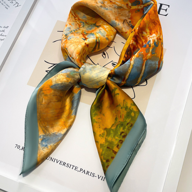 Foulard Carré Imprimé pour Femme, Fin, Protection Solaire, Cou, Bande de Sauna, Polyvalent, Cadeau de ix, Nouvelle Mode, Printemps Été