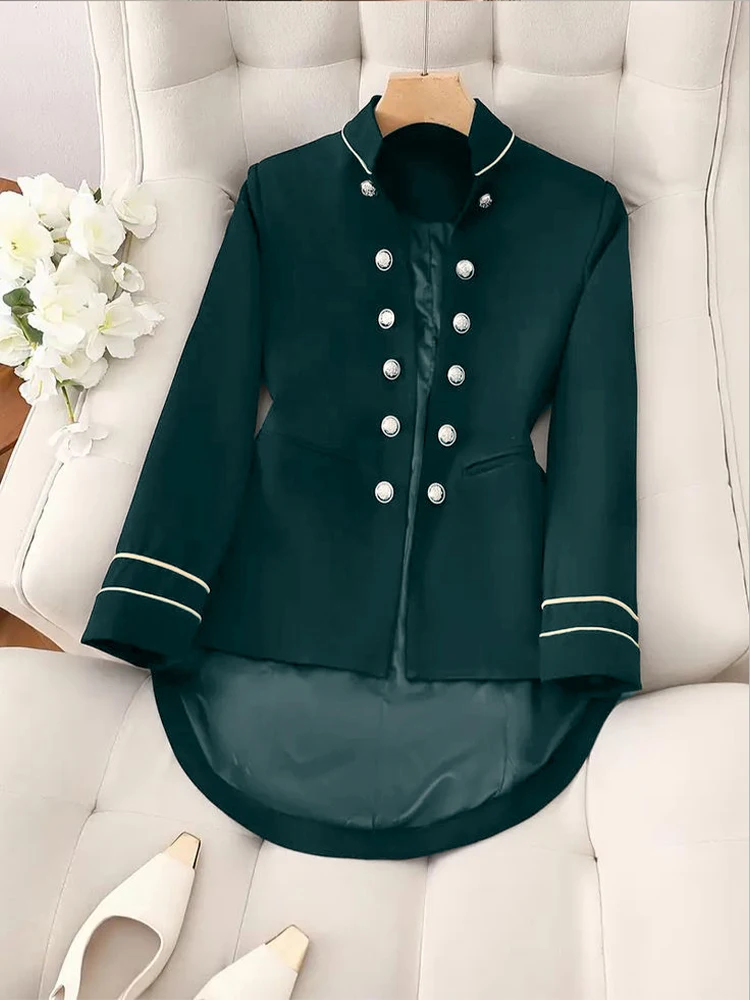 Élégant Blazer à Queue de Pie pour Femmes 2026, Hauts Chics à Col Montant, Veste à Manches Longues, Vêtement d'Extérieur pour Femme de Bureau, Mode Printemps Automne