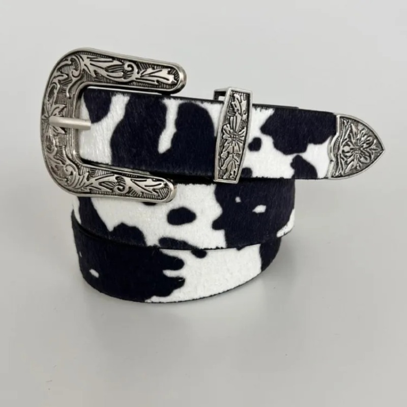 Ceinture à motif de vache, Cowboy occidental, boucle, chaîne de taille, tissu en daim, mode jean, jupe, accessoires de voyage, vacances