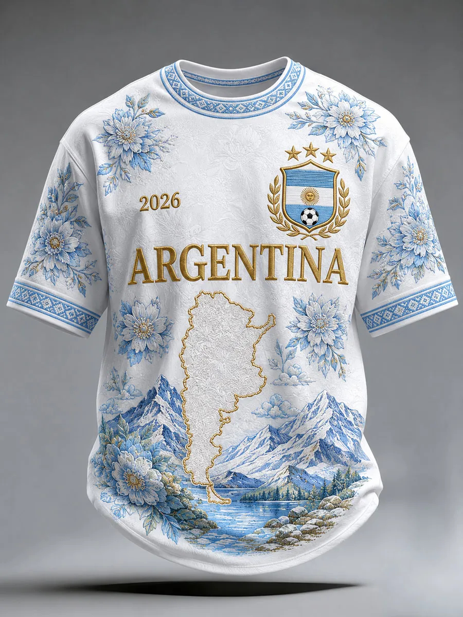 Maillot de football 3D imprimé Argentine 2026, T-shirt respirant à séchage rapide, Hauts d'entraînement décontractés pour hommes et femmes