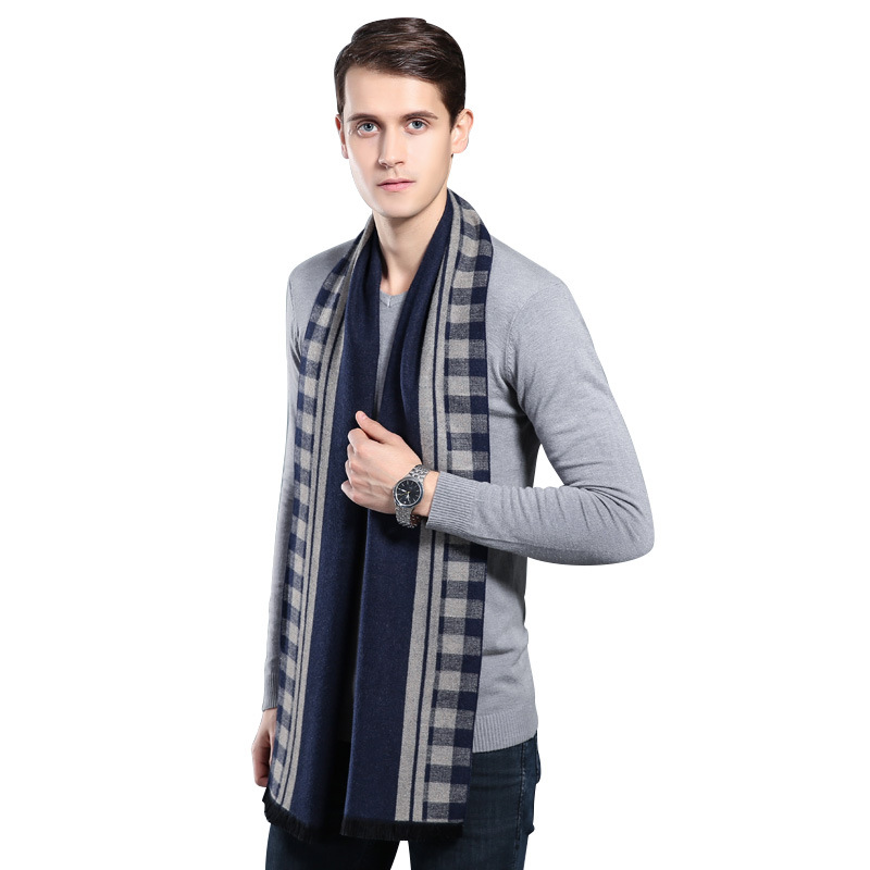 Marque de créateur Plaid hommes foulards hiver chaud cachemire écharpe hommes Pashmina châle affaires longues enveloppes cadeau de noël pour homme