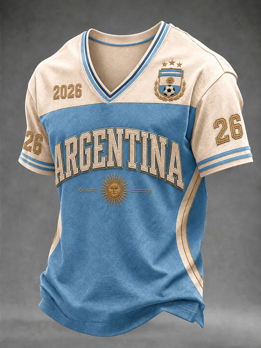 Maillot de football 3D imprimé Argentine 2026, T-shirt respirant à séchage rapide, Hauts d'entraînement décontractés pour hommes et femmes