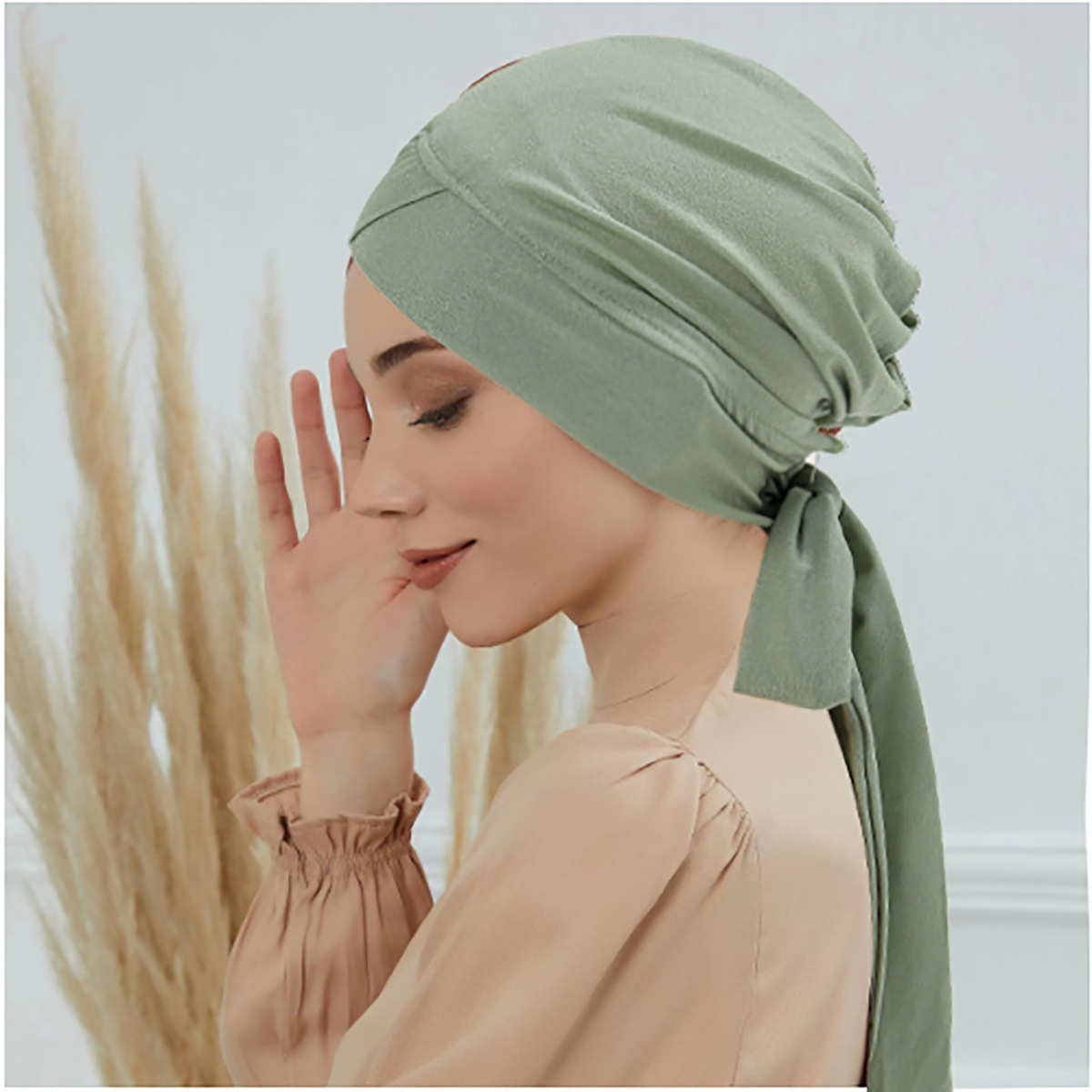Fronte croisée femmes Hijab couleur unie dames musulmanes Turban Bonnet longue queue tête enveloppement foulard chapeaux indiens