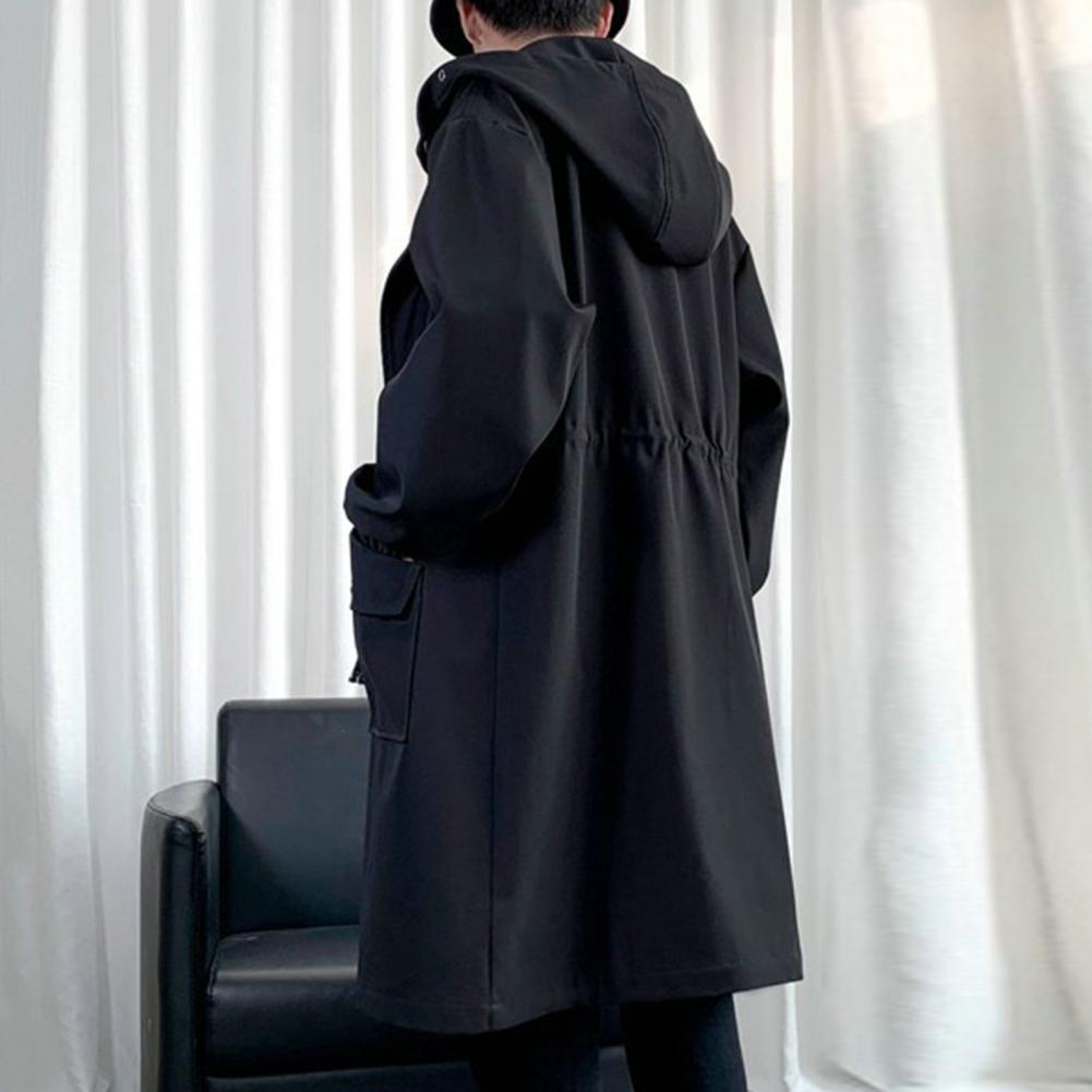 Veste à capuche longue pour homme, manteau décontracté, streetwear japonais, Hip Hop, vert, automne, printemps