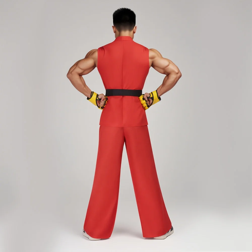 Uniforme d'arts martiaux blanc et rouge pour hommes, avec ceinture, Costume de Cosplay Ryu Ken, tenue inspirée de Street Fighter pour Halloween, mascarade, Fan