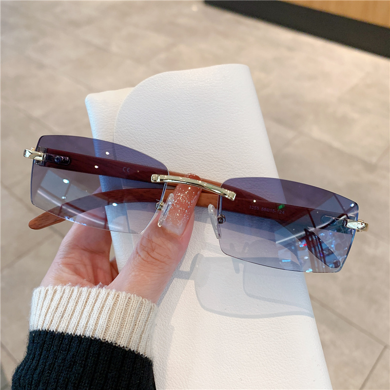 Lunettes de soleil sans monture pour hommes et femmes, en bois, de marque de luxe, rétro, à la mode, UV400, pour voyage et extérieur