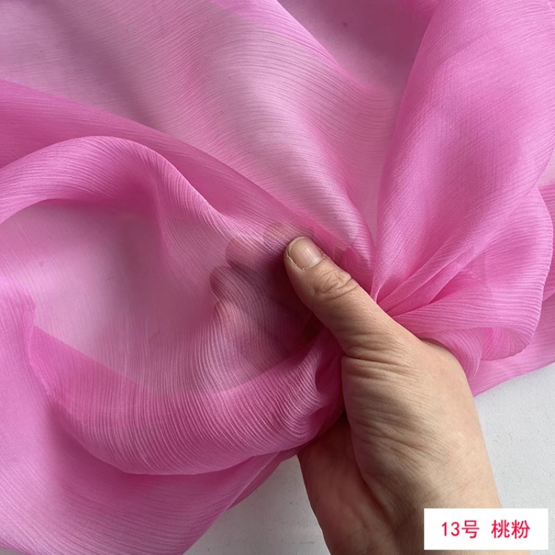 Tissu Georgette lisse en soie de 140Cm de large, tissu fin Transparent de couleur unie plissé en soie de mûrier pour robe, vente en gros
