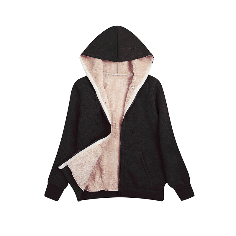 Hiver femmes à capuche en peluche manteau polaire sweats à capuche S-2XL fermeture éclair sweat à manches longues pull veste