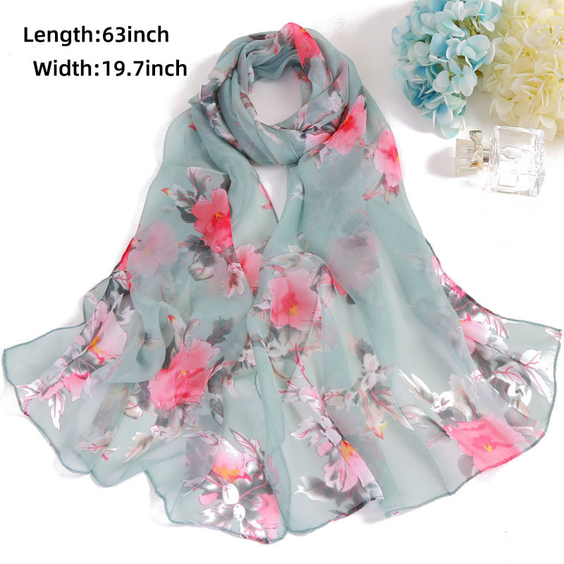 Foulard en Mousseline de Soie Imprimé Floral pour Femme, Châle observateur et Fin, Protection Solaire, Bande de Sauna de Plage Ronde, Printemps et Été