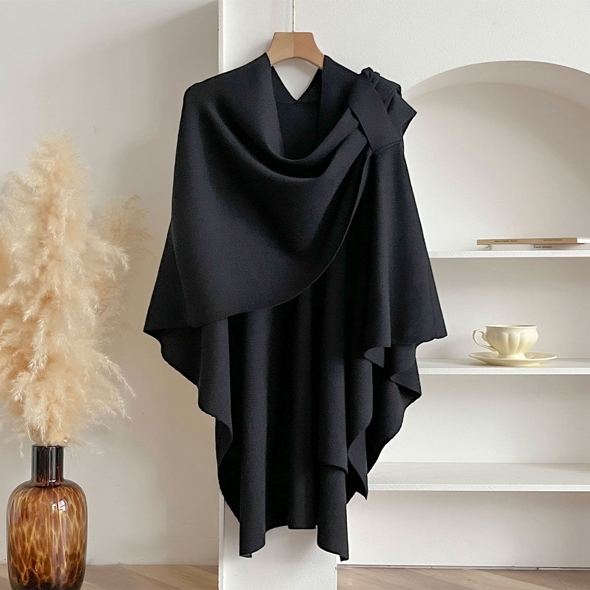 Femmes Poncho hiver chaud couleur unie châle Double face concepteur couverture de luxe écharpe femme Cape cachemire Pashmina Cape étole